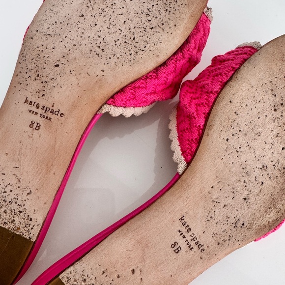 Kate Spade ♠️ Tango Pink Bow Slide Sandals Mules Shoes w/ Lace SZ 8 EU 38.5 - Picture 6 of 6